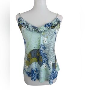 Old Navy Blue and Green Ruffled Camisole